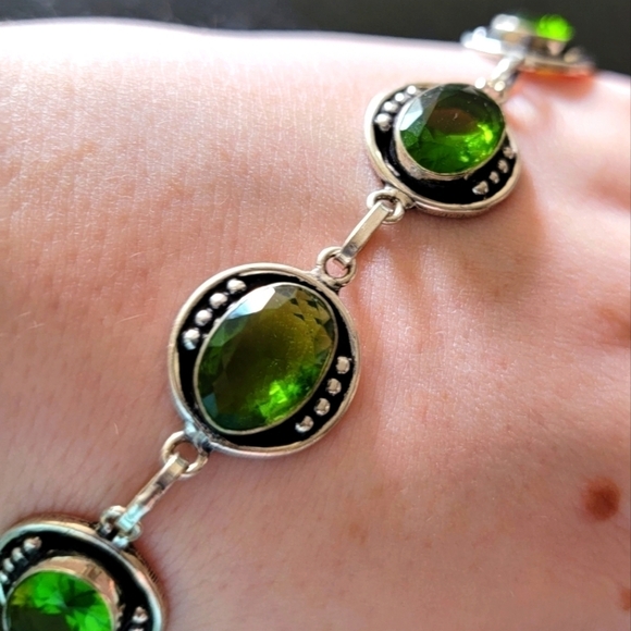 Jewelry - Synthetic Peridot Bracelet Adjustable